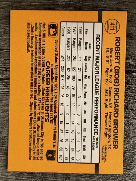 1989 Donruss #411 Bob Brower