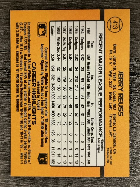 1989 Donruss #413 Jerry Reuss