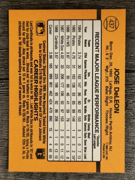 1989 Donruss #437 Jose DeLeon