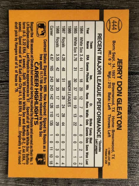 1989 Donruss #444 Jerry Don Gleaton