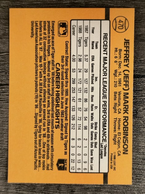 1989 Donruss #470 Jeff M. Robinson