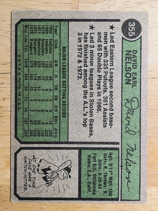 1974 Topps #355 Dave Nelson (GOOD)
