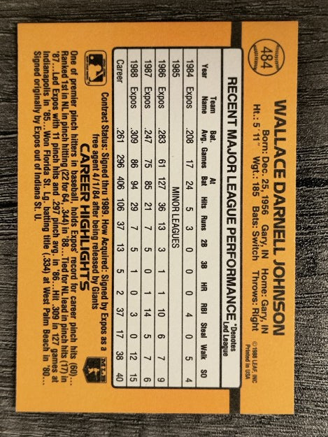 1989 Donruss #484 Wallace Johnson