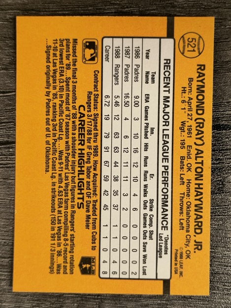 1989 Donruss #521 Ray Hayward