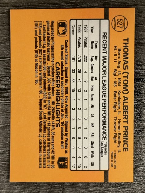1989 Donruss #527 Tom Prince