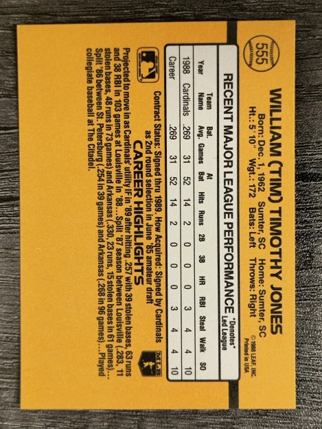 1989 Donruss #555 Tim Jones