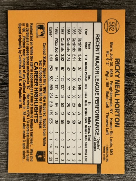 1989 Donruss #582 Ricky Horton
