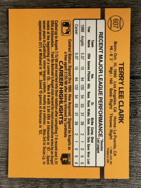 1989 Donruss #607 Terry Clark