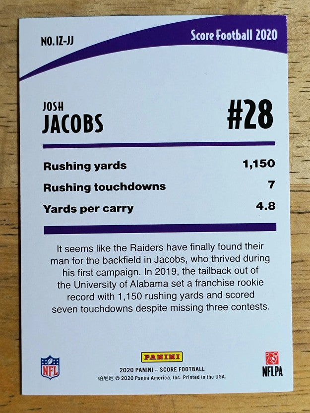 2020 Score In the Zone #12 Josh Jacobs