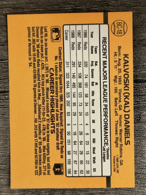 1989 Donruss Bonus MVP's #BC18 Kal Daniels