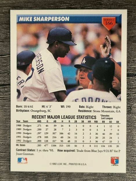 1993 Donruss #166 Mike Sharperson