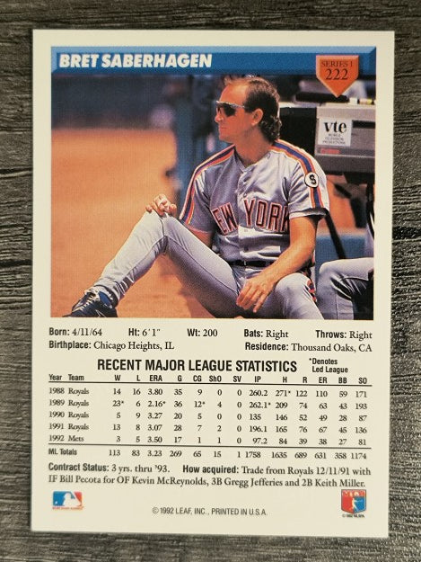 1993 Donruss #222 Bret Saberhagen