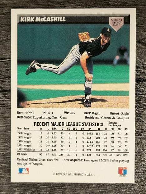 1993 Donruss #227 Kirk McCaskill