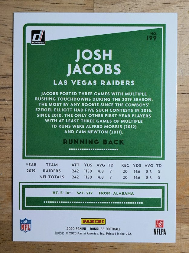 2020 Donruss #199A Josh Jacobs