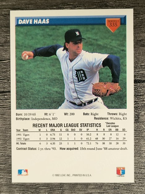 1993 Donruss #335 Dave Haas