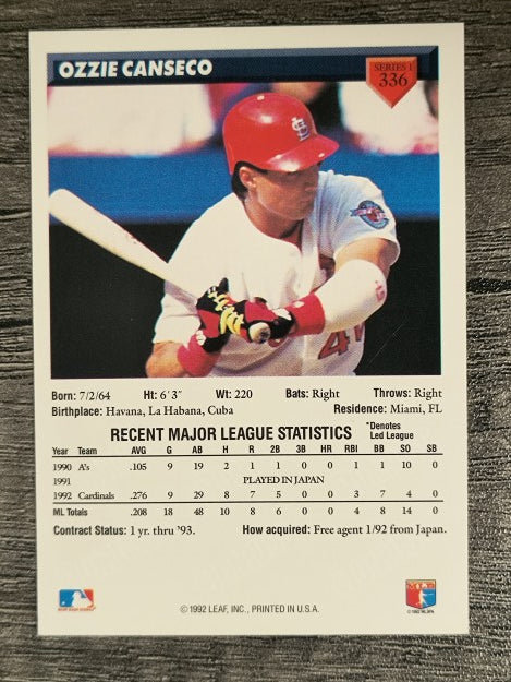 1993 Donruss #336 Ozzie Canseco
