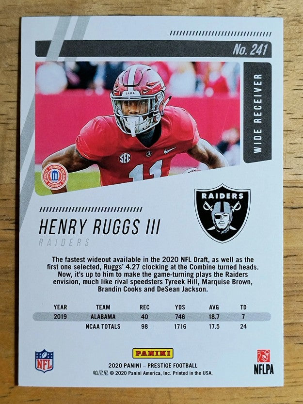 2020 Prestige #241 Henry Ruggs III RC