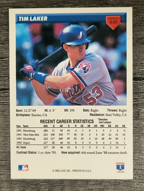 1993 Donruss #440 Tim Laker RC