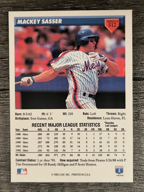 1993 Donruss #512 Mackey Sasser