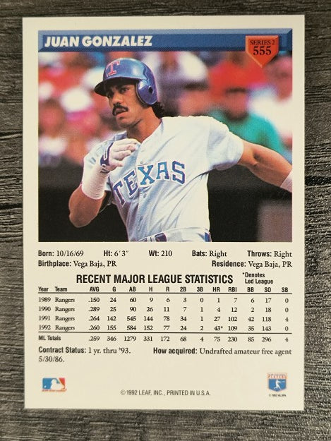 1993 Donruss #555 Juan Gonzalez