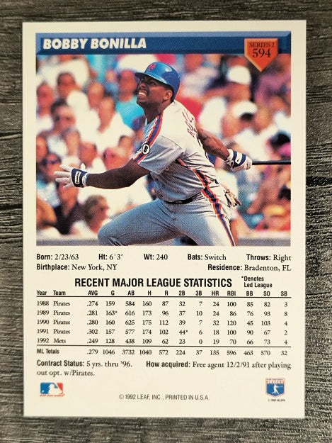 1993 Donruss #594 Bobby Bonilla