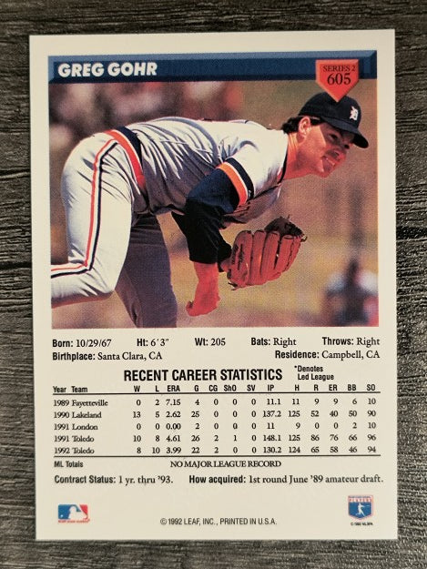 1993 Donruss #605 Greg Gohr