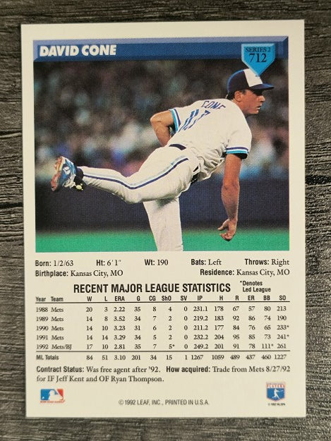 1993 Donruss #712 David Cone