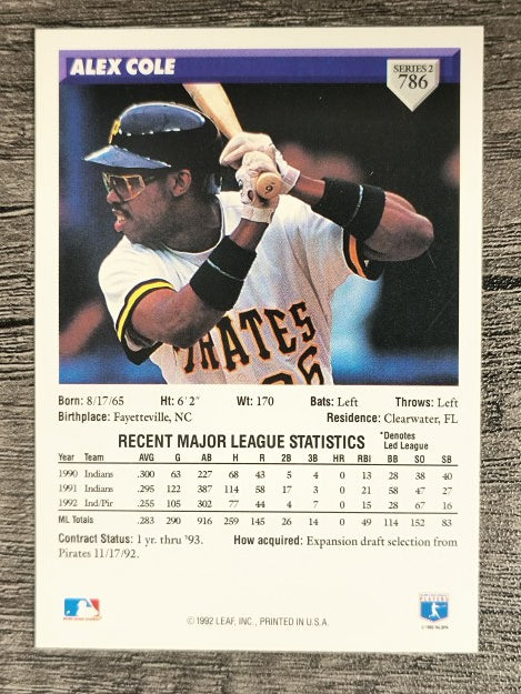1993 Donruss #786 Alex Cole