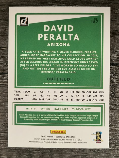 2020 Donruss #187 David Peralta