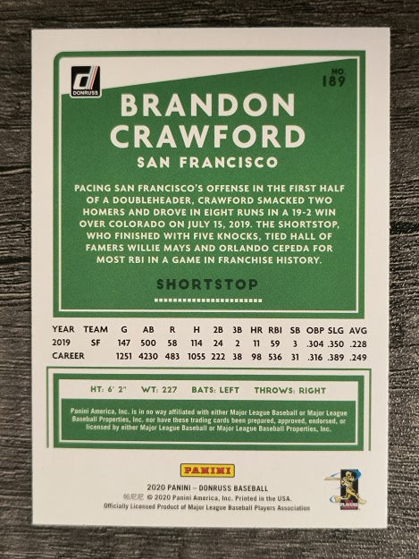 2020 Donruss #189 Brandon Crawford