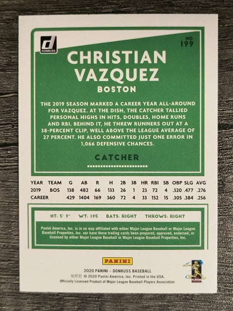 2020 Donruss #199 Christian Vazquez