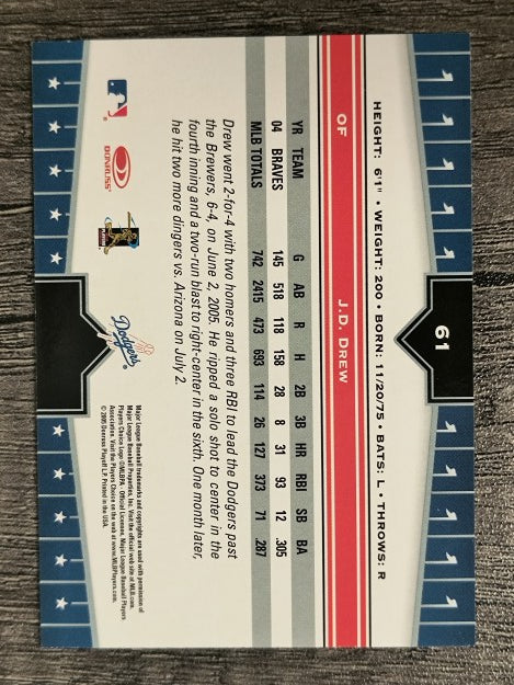 2005 Donruss Champions #61 J.D. Drew Dgr