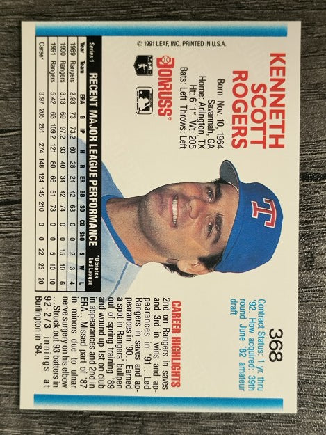 1992 Donruss #368 Kenny Rogers
