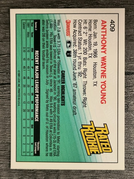 1992 Donruss #409 Anthony Young