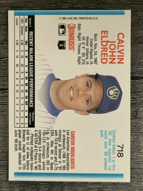 1992 Donruss #718 Cal Eldred