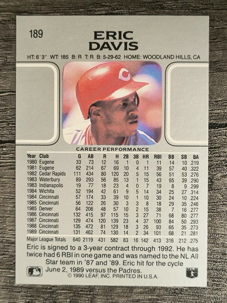 1990 Leaf #189 Eric Davis
