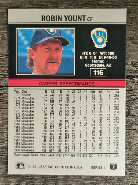 1991 Leaf #116 Robin Yount