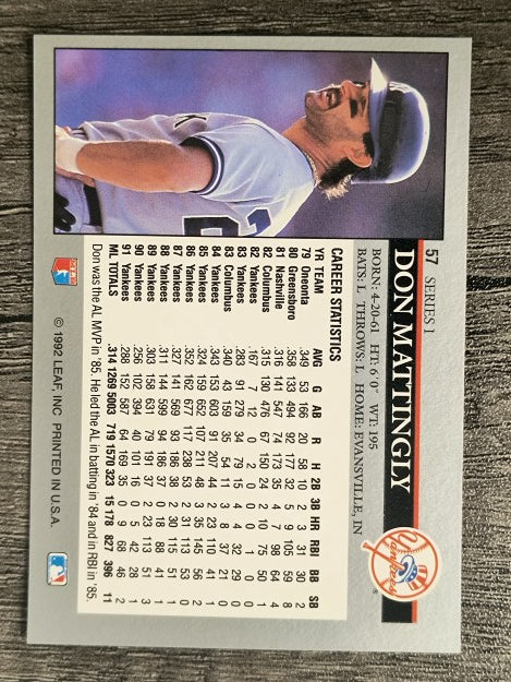1992 Leaf #57 Don Mattingly