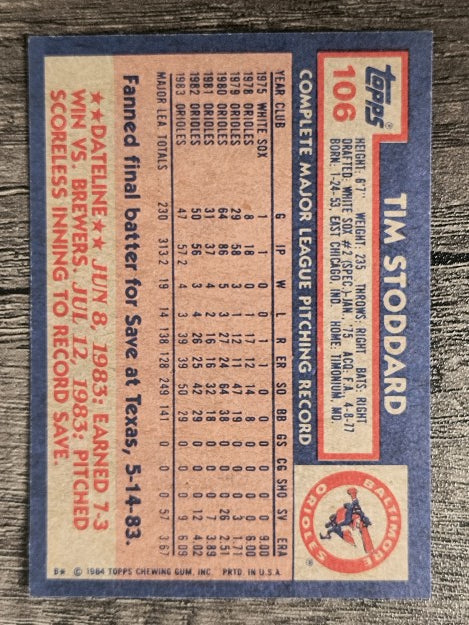 1984 Topps #106 Tim Stoddard