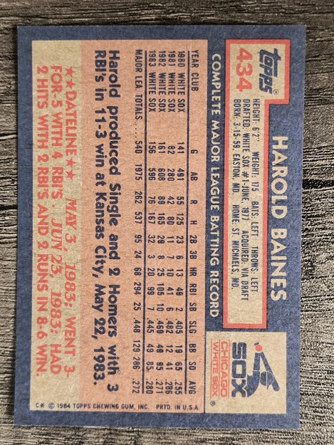 1984 Topps #434 Harold Baines