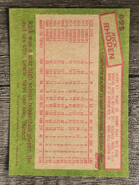 1985 Topps #695 Rick Rhoden
