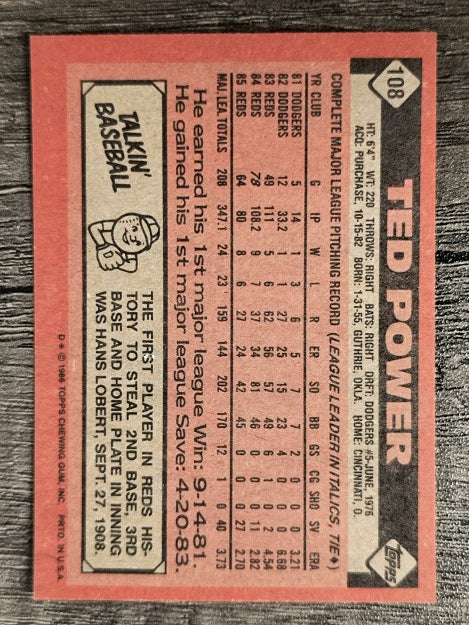 1986 Topps #108 Ted Power
