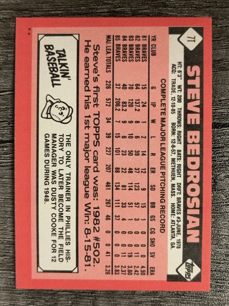 1986 Topps Traded #7T Steve Bedrosian