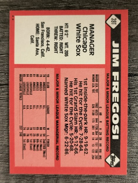 1986 Topps Traded #39T Jim Fregosi MG