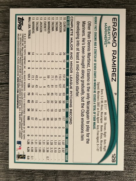 2014 Topps #128 Erasmo Ramirez