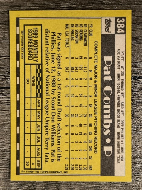 1990 Topps #384 Pat Combs