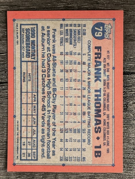 1991 Topps #79 Frank Thomas