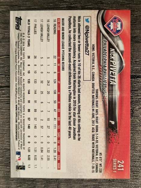 2018 Topps #241 Nick Pivetta