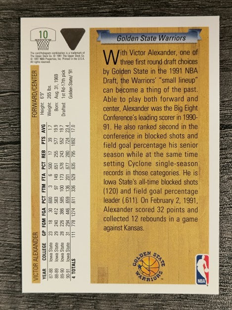 1991-92 Upper Deck #10 Victor Alexander RC