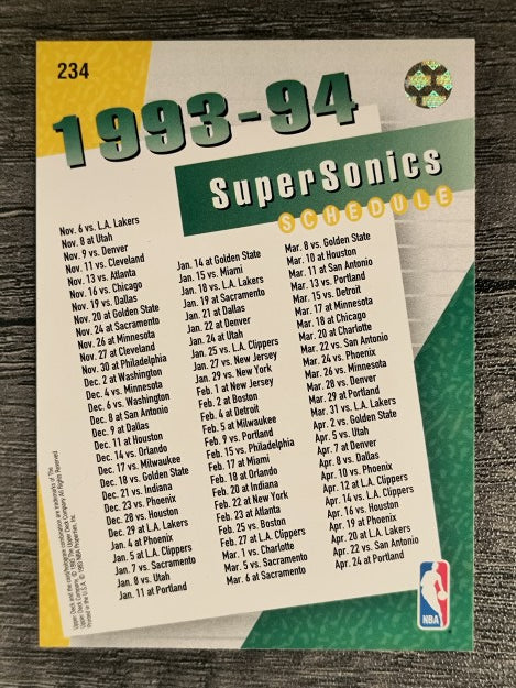 1993-94 Upper Deck #234 Seattle Supersonics Sked/Gary Payton/Shawn Kemp